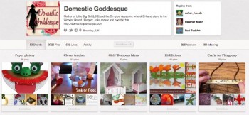 DG Pinterest screenshot Domestic Goddesque Pinterest homepage