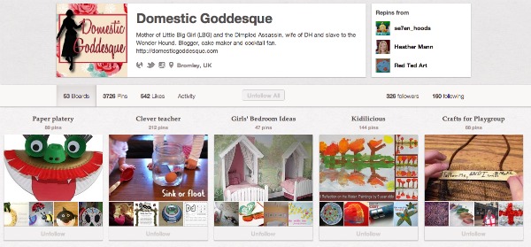 Domestic Goddesque Pinterest homepage