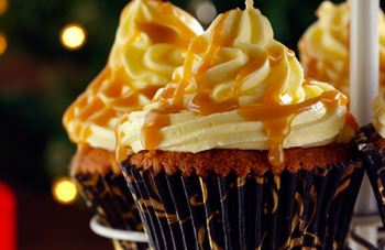 Sultana cupcakes with Brandy Butter icing