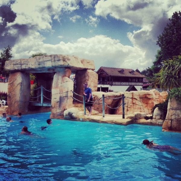 Yet another swimming pool at Domaine des Ormes! This is the tropical outdoor pool with waterslides and waterfalls.