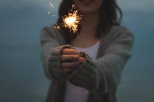 woman with sparkler