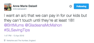 tweet on finances at BritMums