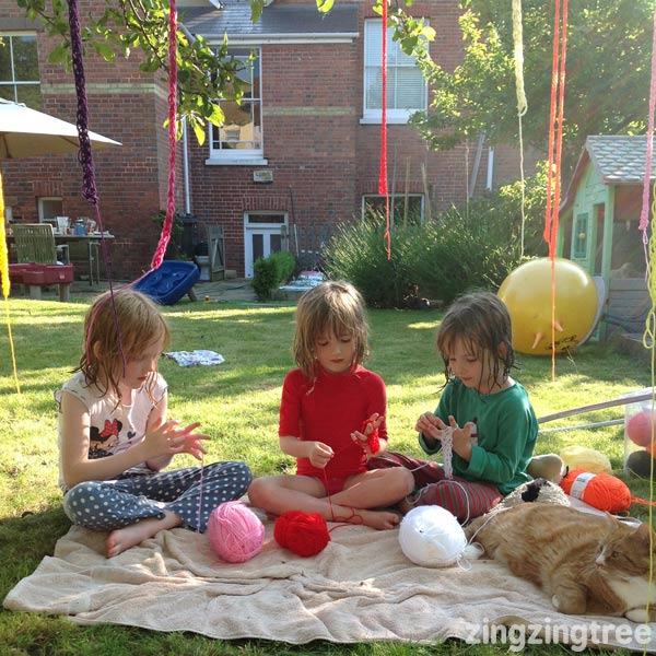 Decorating Trees With Finger Knitting