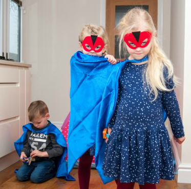 girls in masks playings