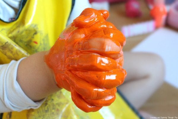 paint on child's hands