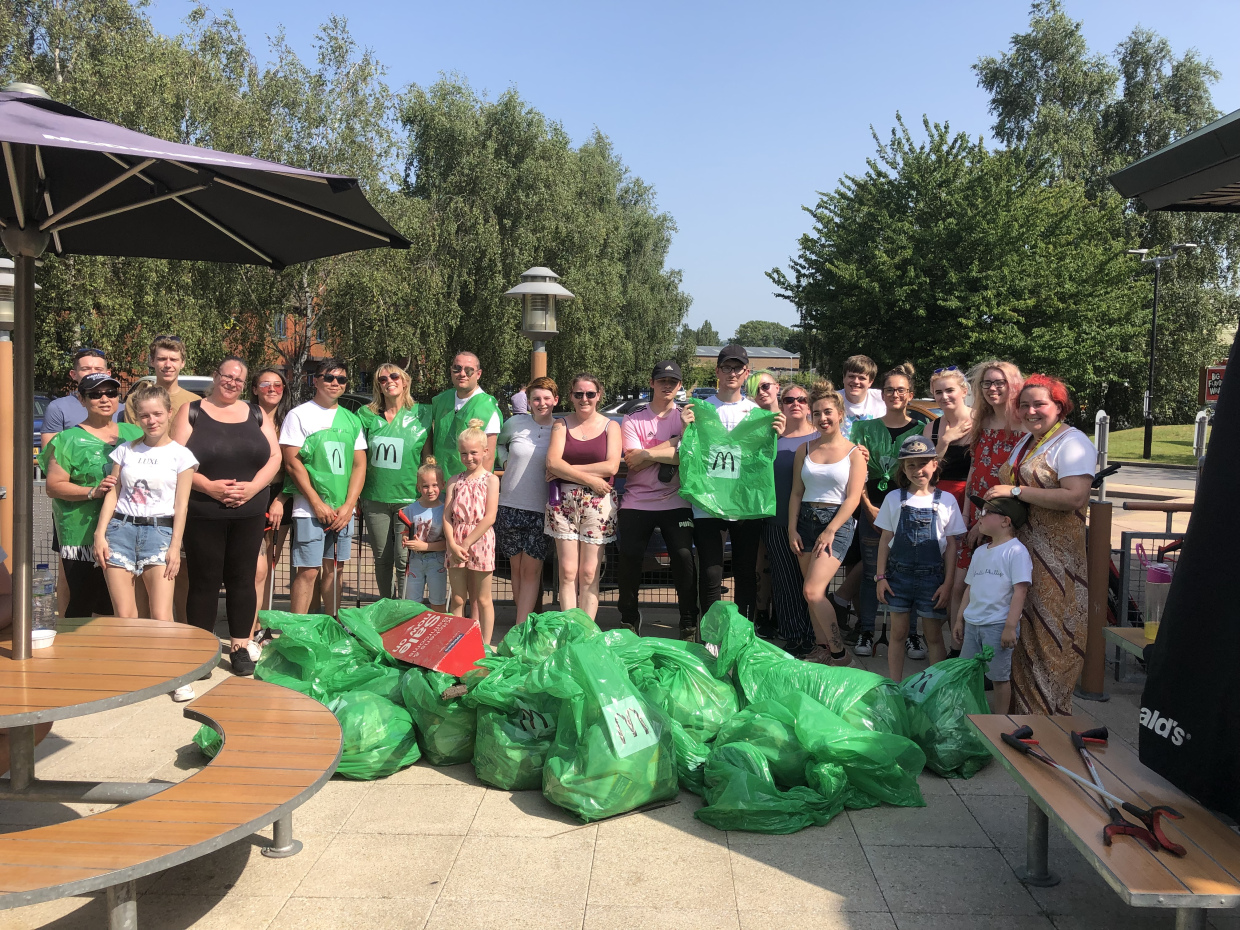 Mcdonalds group after picking up litter