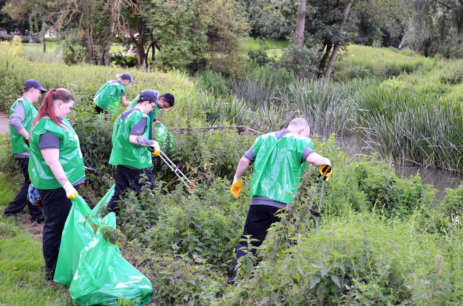 McDonald's team picking up litter