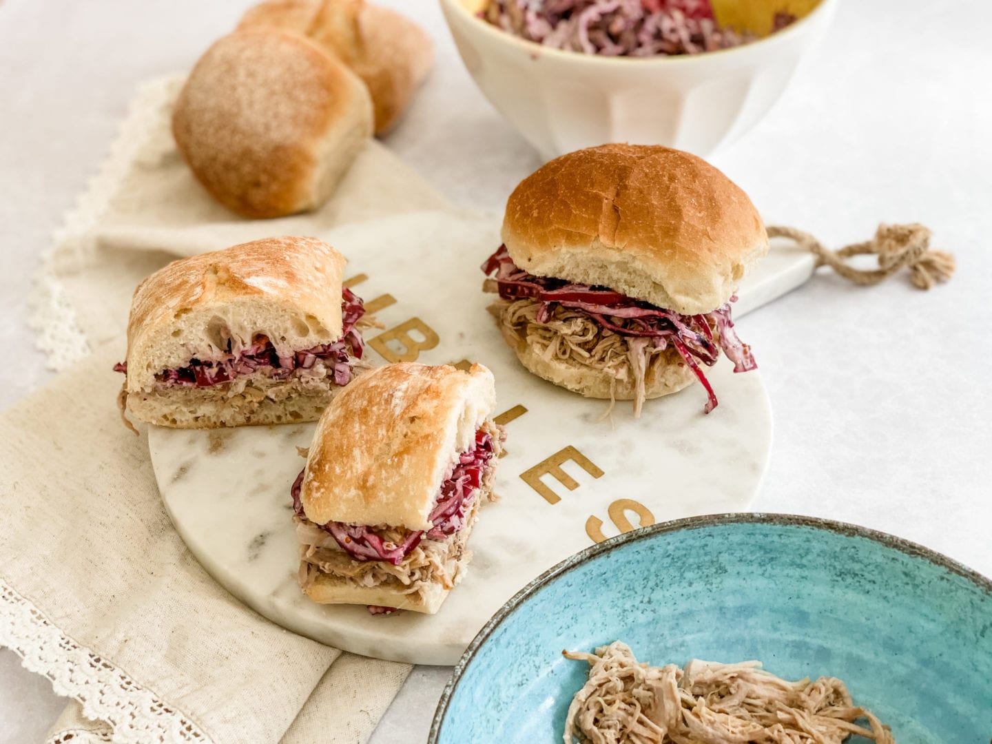 Sweet pulled pork slaw rolls