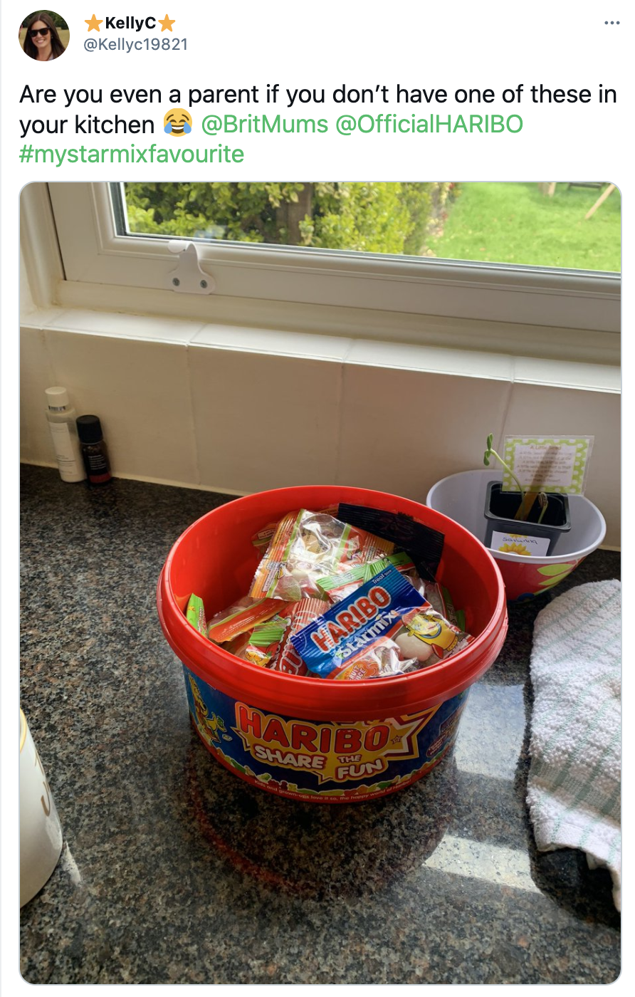 Big bucket of individual HARIBO Starmix packets
