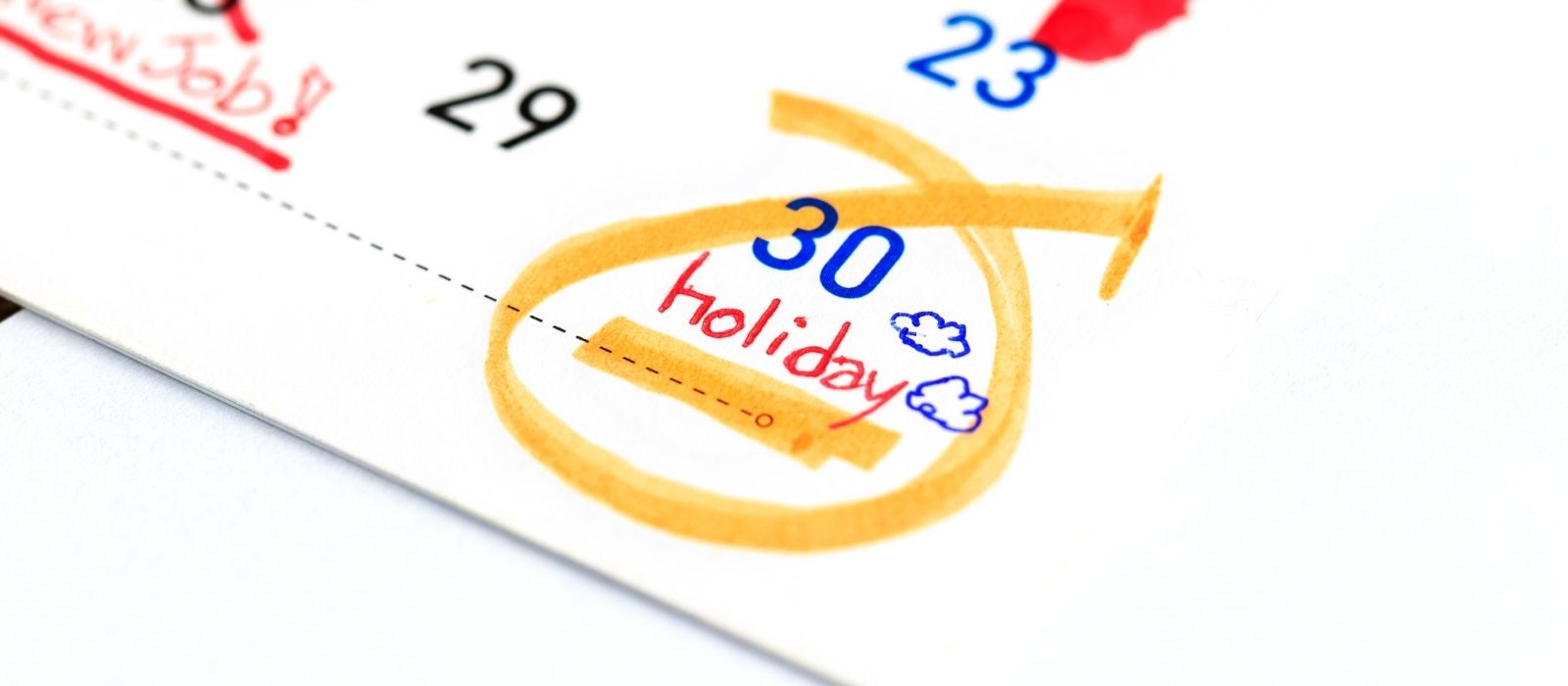 calendar with date circled for holiday planning tips