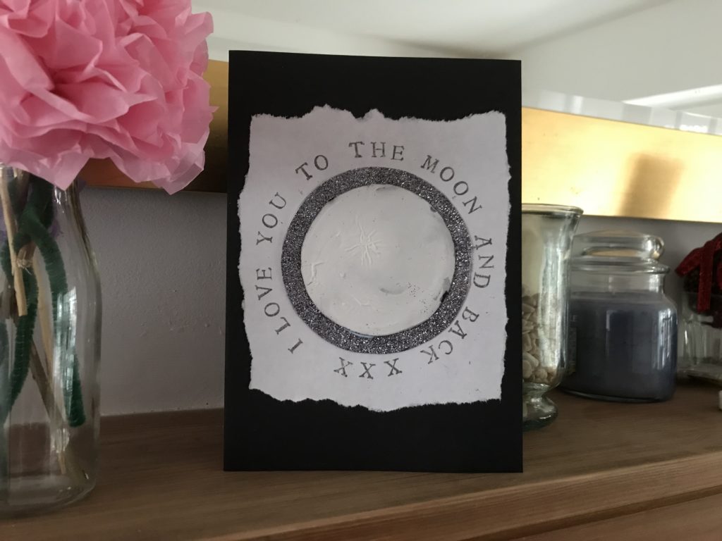 I love you to moon and back puffy paint card