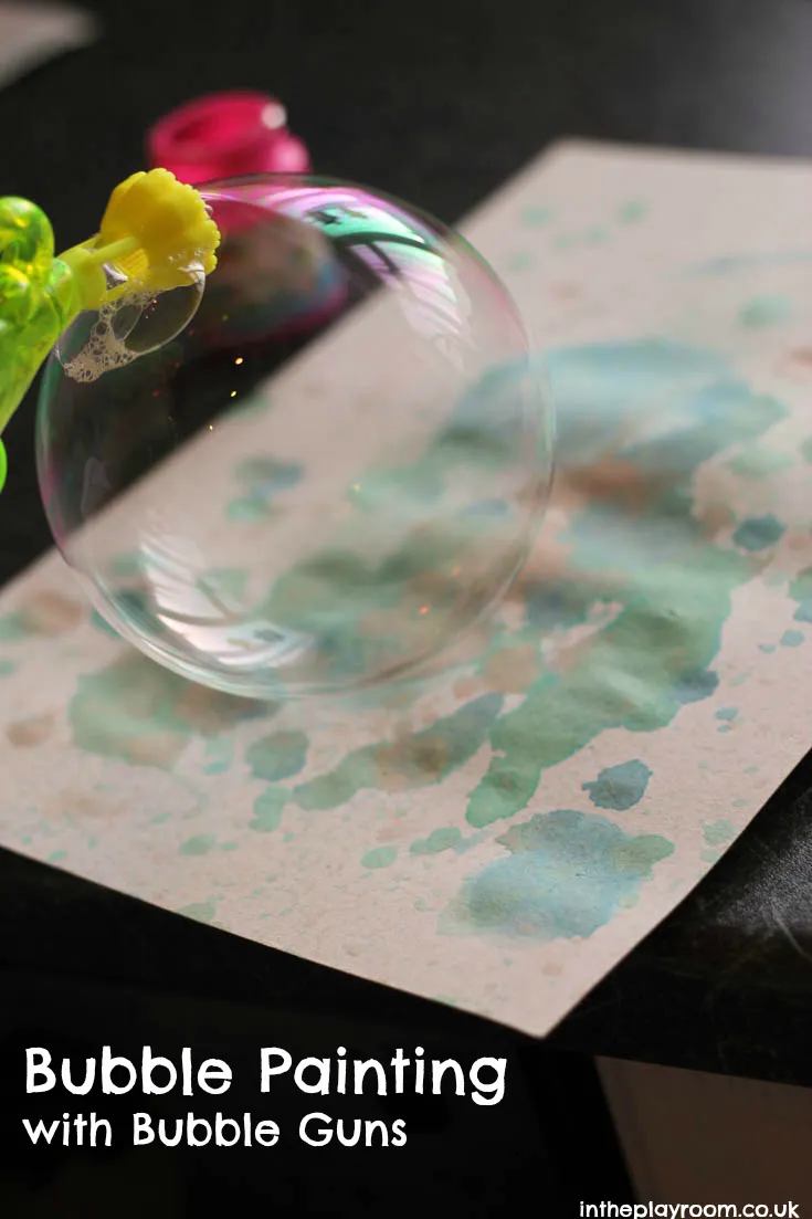 Bubble paint art activity that actually uses bubble guns