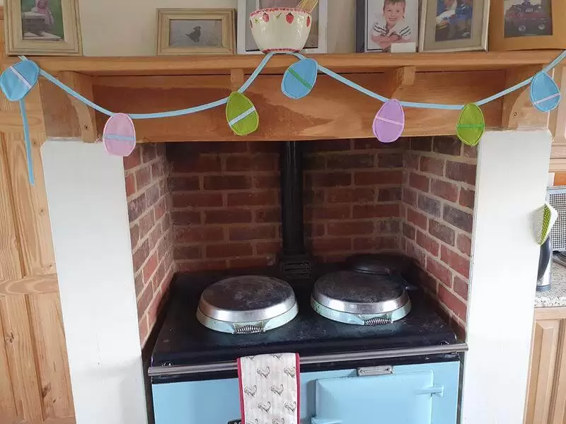 Felt Easter Egg Bunting Hanging in kitchen