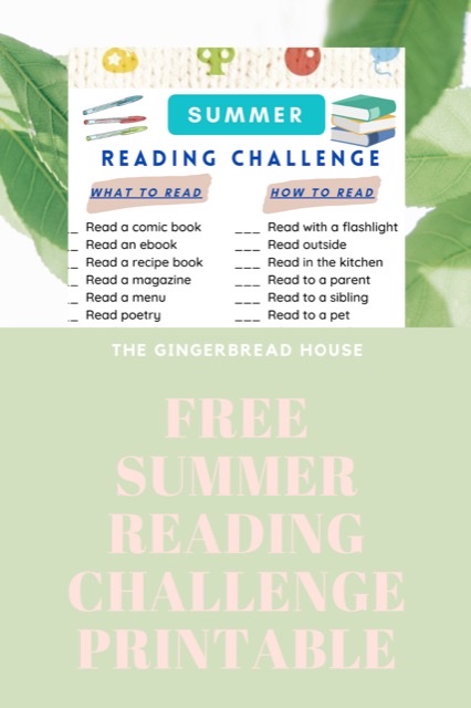 Fun Summer reading challenge checklist