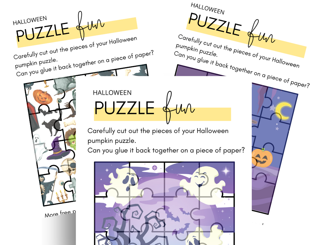 Anna in the playroom has created these fun printable Halloween puzzles! Simply print cut out and put the puzzle back together great for a rainy day activity.