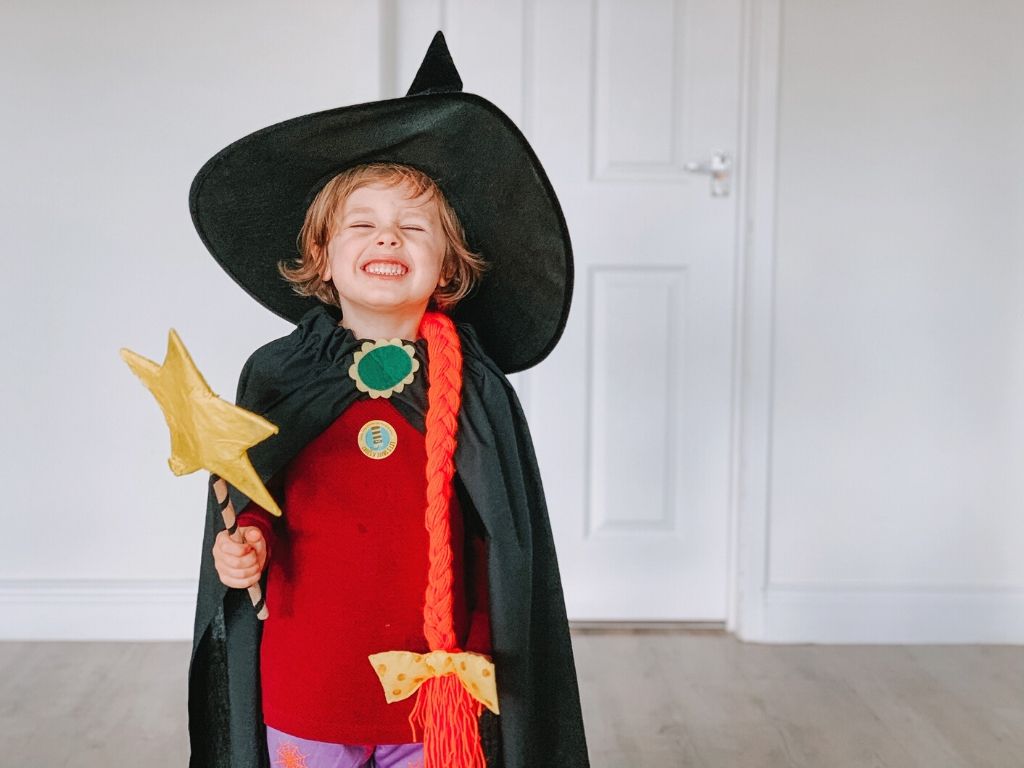 Make your own Room on the broom costume for Halloween trick or treating image of costume