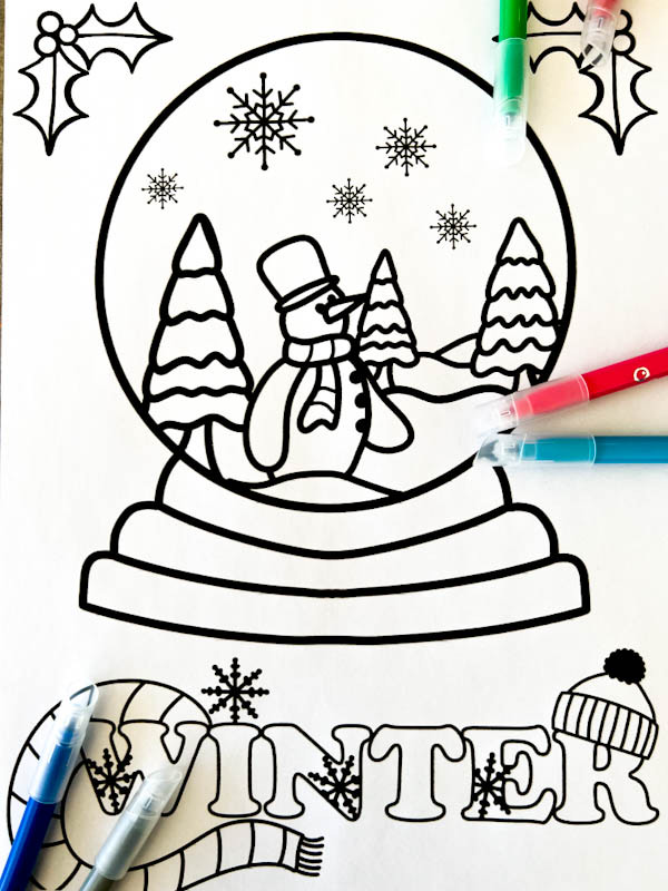 Snowman christmas colouring in pages form ABC coloring